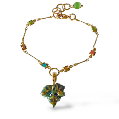Bracciale in porcellana dipinta e lustrata