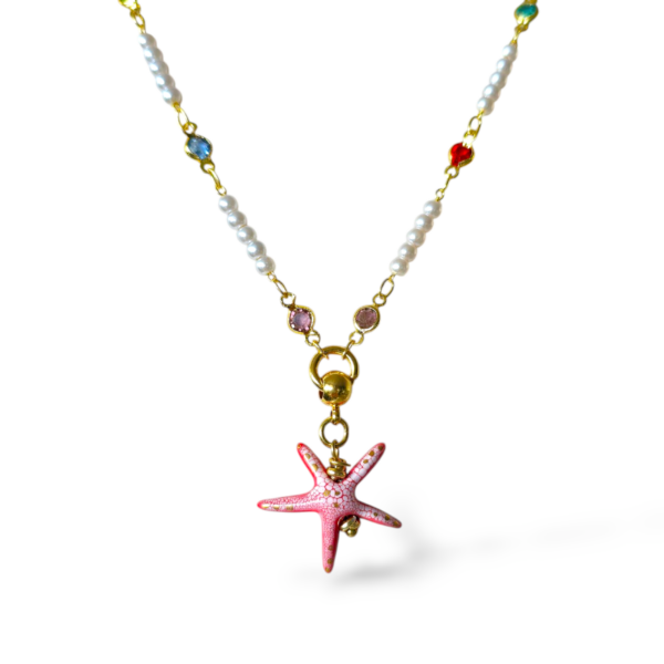 Stellina rossa con cristalli - immagine 3