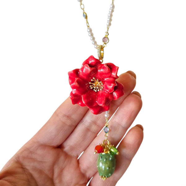 Fiore e frutto di fico d'India con cristalli - immagine 6