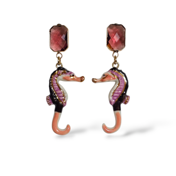 Orecchini Ippocampo neri e rosa