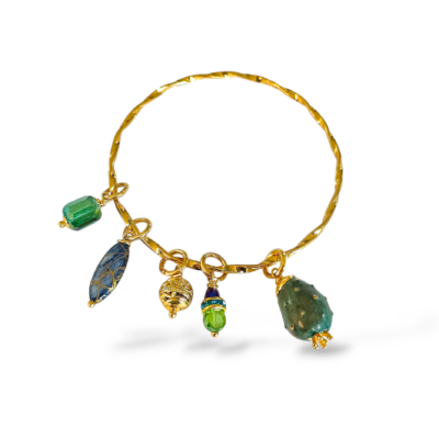 Bracciale rigido fico d'India verde con charm