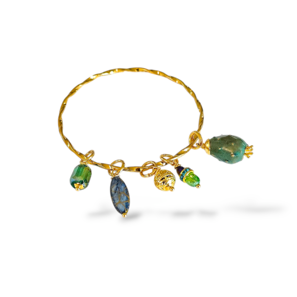 Bracciale rigido fico d'India verde con charm - immagine 4